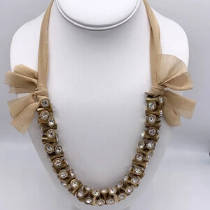 J. Crew Crystal Clusters Ribbon Tie Necklace